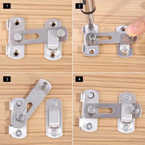 Hasp Latch Lock Sliding Door Window Cabinet Fitting Room Stainless Door Lock Safety Buckle