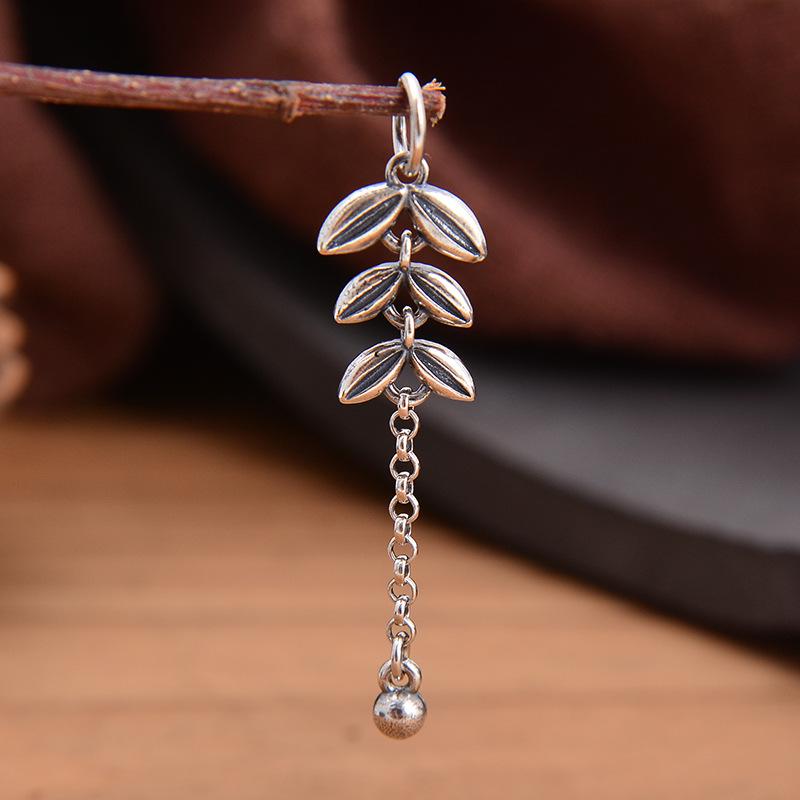 S925 Sterling Silver Wheat Ear Tassel Pendant for DIY Jewelry: Bracelet, Necklace, Earring.