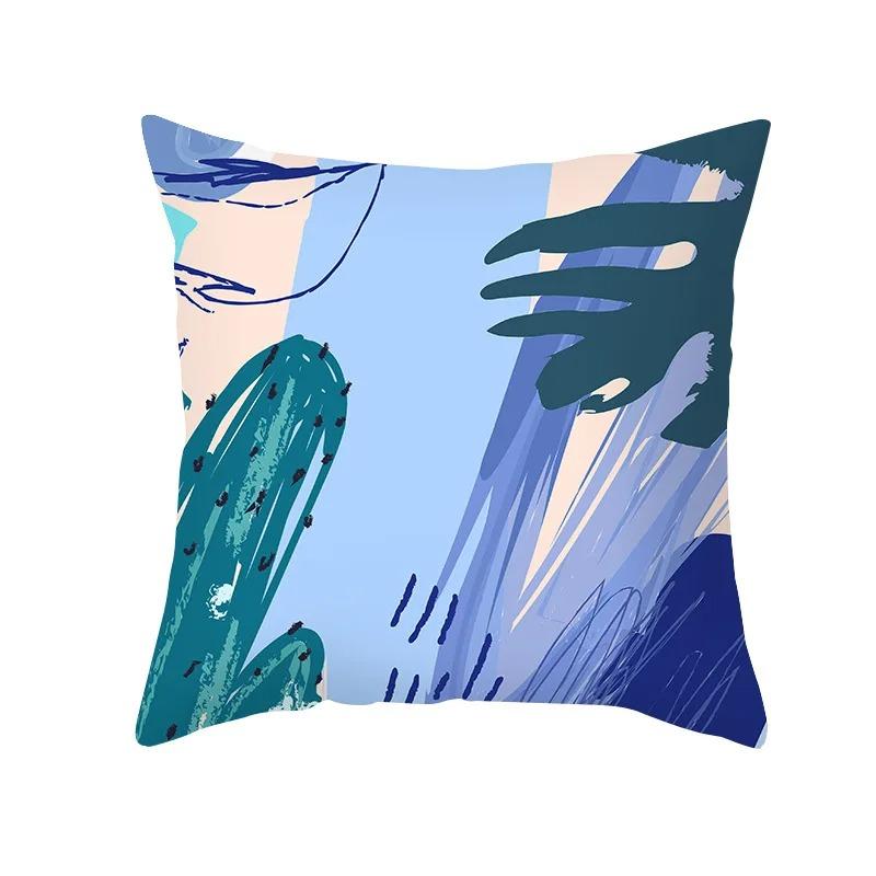 Pink Blue Abstract Decorative Pillowcase Office Living Room Car Ornaments Home Pillowcase
