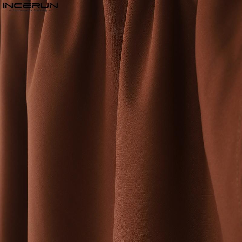 INCERUN Men Elastic Waist Irregular Wrap Casual Loose Long Pants Trousers