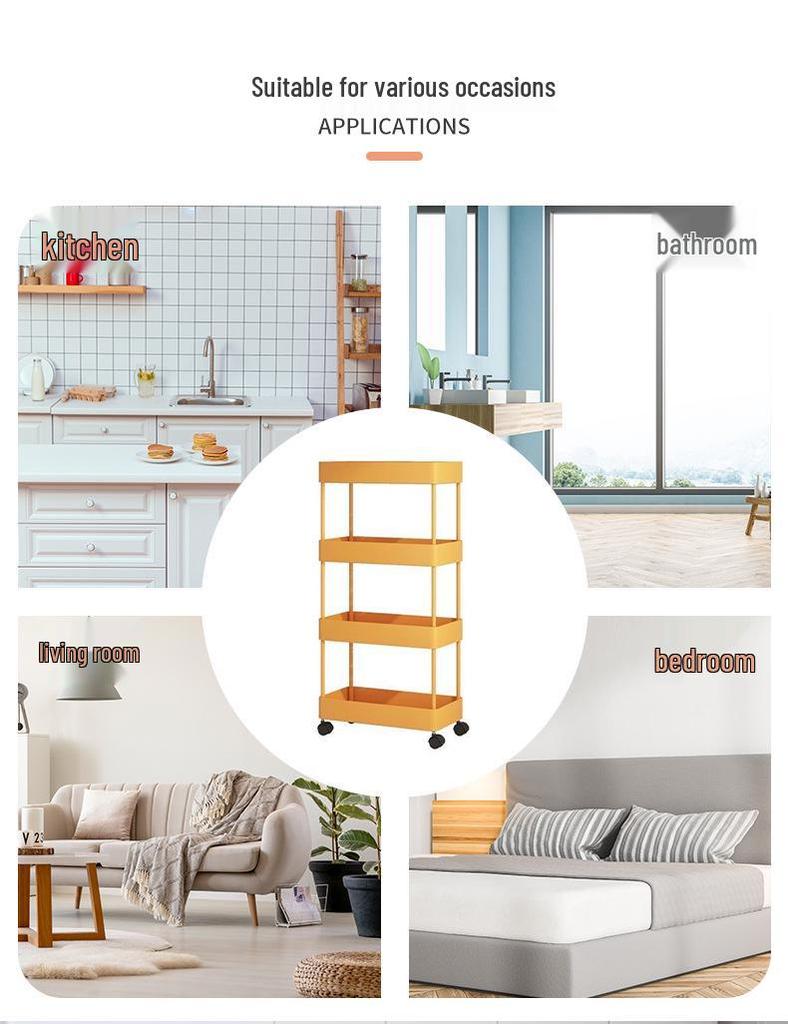 Compact Movable Multi-Layer Storage Rack for Snacks - Simple Floor-Standing Home Shelf