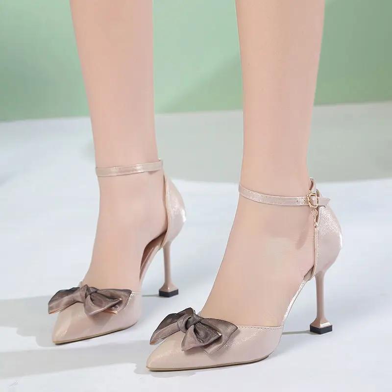 Designer Elegant High Heels Bow Women's Sandals Luxury Summer Low Price Sandal On Sale New Breathable Fashion Daily Ladies Shoes