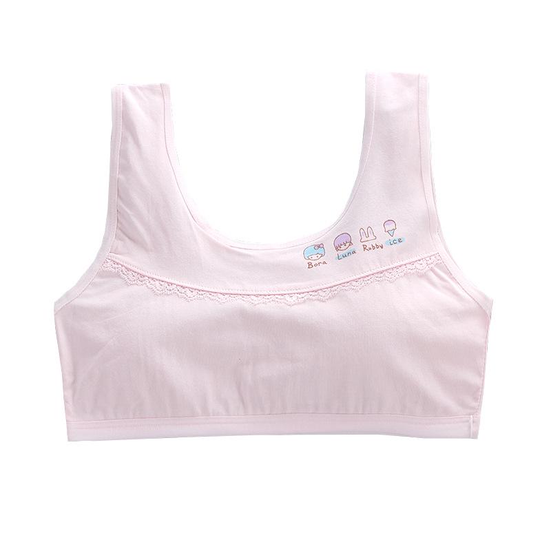 Wireless Cotton Tank Bra with Inserts for Junior High Students - Summer Sports Style