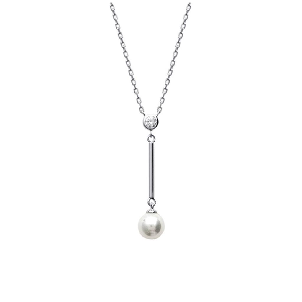 Les Trésors De Lily [N7167] - Designer Necklace 'Sissi' Ivory Silver (rhodium-plated) - 30x6 Mm