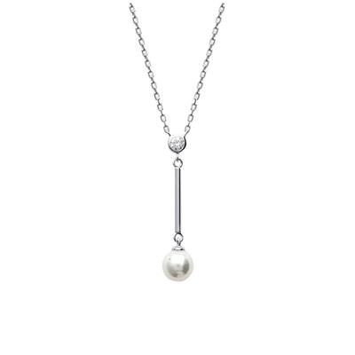 [N7167] - Designer Necklace 'Sissi' Ivory Silver (rhodium-plated) - 30x6 Mm