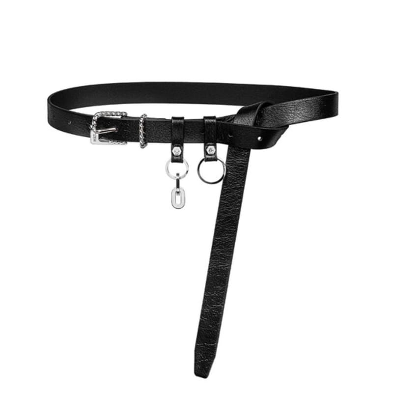 

SENTIMENTS NO.486 [SILVER] SCREW TWO RING BLACK LEATHER belt BLACK