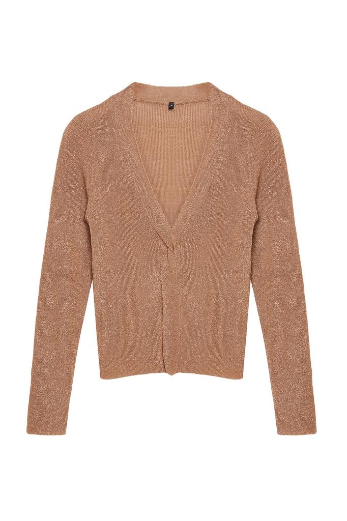 Women's Fashionable Stylish Sweater Black Glitter Slit Detailed Knitwear Sweater