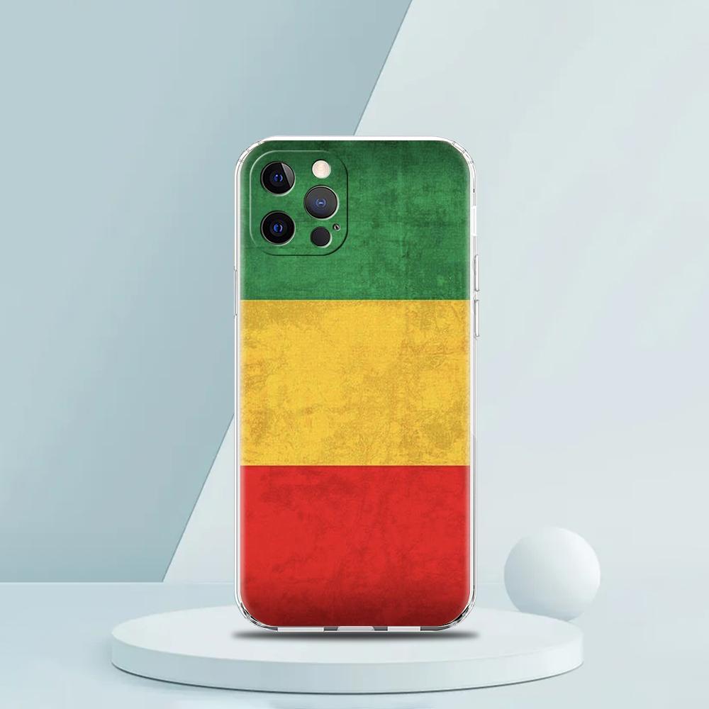 For iPhone 15 16 14 13 12 mini 11 Pro Max XS X XR SE 7 8 Plus Silicone Clear Cover Ethiopia Flag Luxury Phone Case