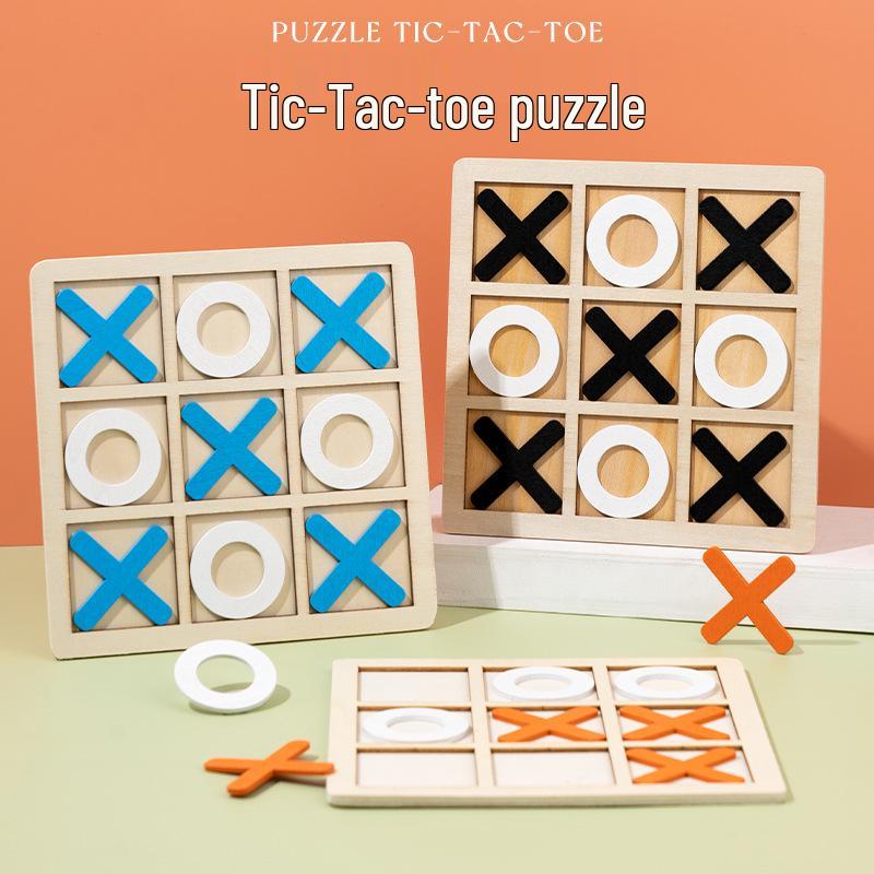 Wooden Tic-Tac-Toe Board Game for Kids: Educational Toy for Early Learning and Logical Thinking Development