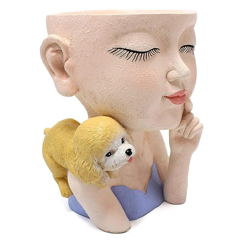 Cute Portrait Gypsum Flower Pot Silicone Mold Epoxy Resin Casting Mold Succulent Vase Cement Clay Mold Pen Holder Mold