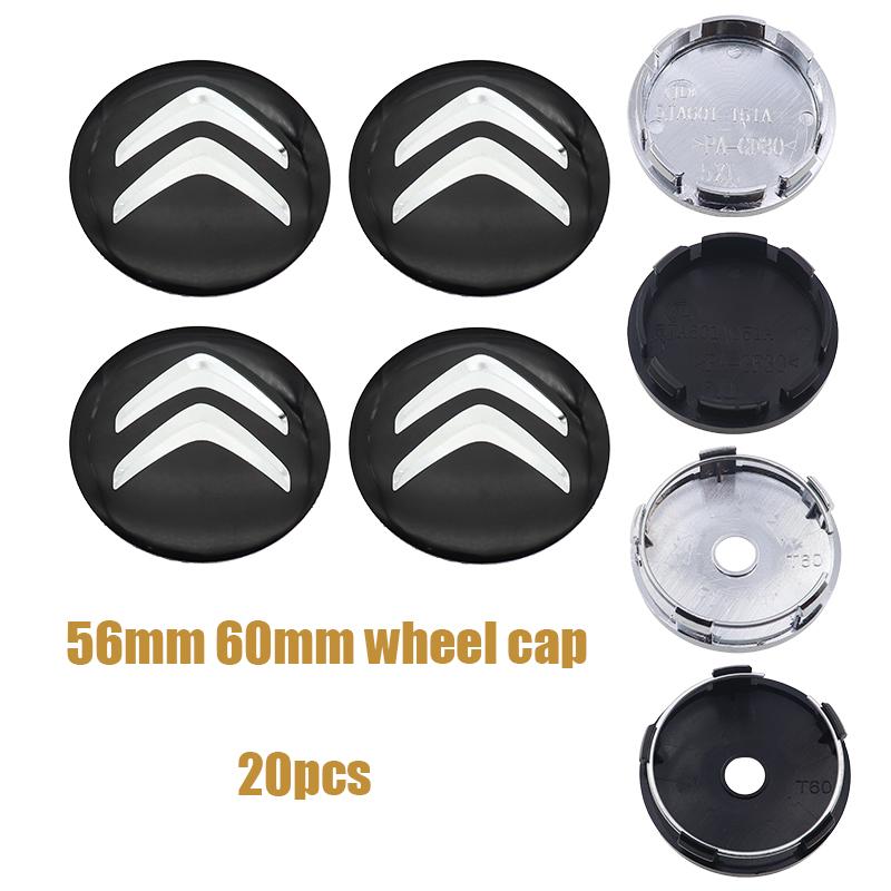 20pcs 56mm 60mm Citroen 3D logo Car wheel emblem Wheel Center Hub Cap auto Rim refit dust-proof badge covers styling accessories