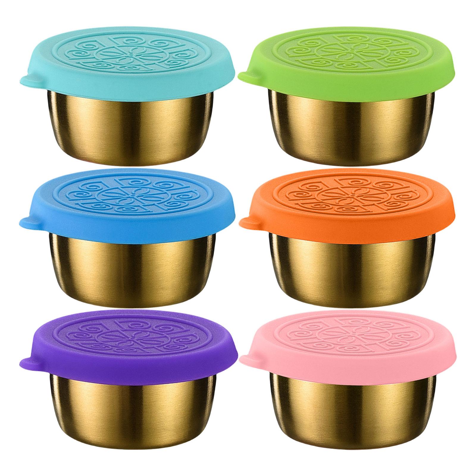 

6 Pack Salad Sauce Jars Set Food Storage Container Small Sauce Box 304Stainless Steel Texture Suitable for Meal Preps