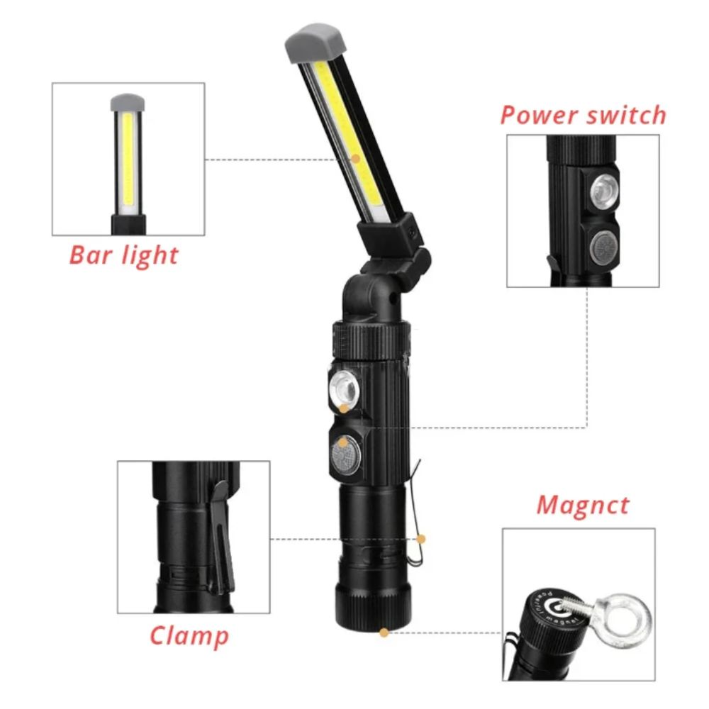Portable Folding USB Charging COB Emergency Lamp USB Tape Clip Light Working Light