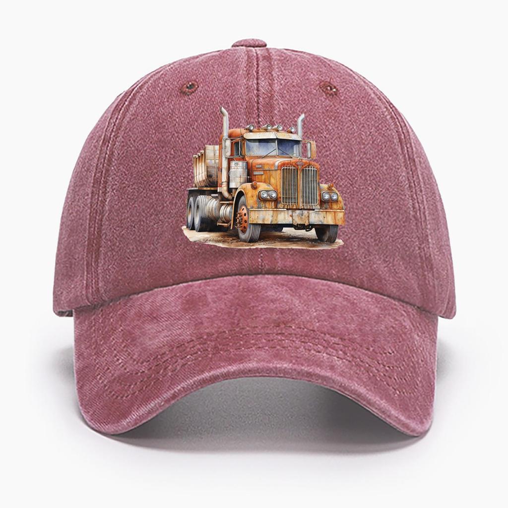 Vintage baseballcaps i bomull med klassisk lastebiltrykk, pustende, uformell solbeskyttelseshatt