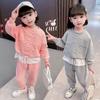 Girls Fall Bear Sweatshirt And Casual Pants Set Kids Long Sleeve Sportswear Two Piece Outfit For Toddler