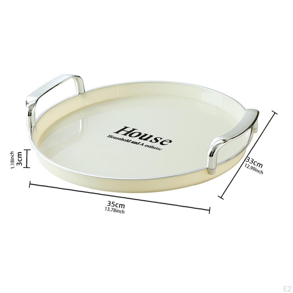 Biscuit Cookies Pastry Tray Snack Plate with Double Handle Simple Storage Organizer Round