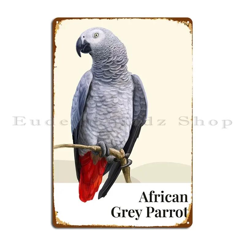 African Grey Parrot Metal Sign Rusty Print Cinema Kitchen Garage Tin Sign Poster 20x30cm(7.8x11.8inch)
