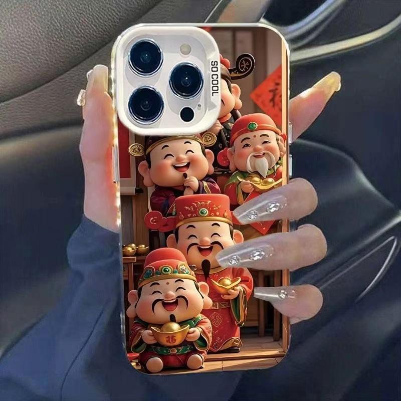 Happy Fortune God phone case for Apple 15 Pro Max, iPhone 16 Plus, fortune protection cover 1417