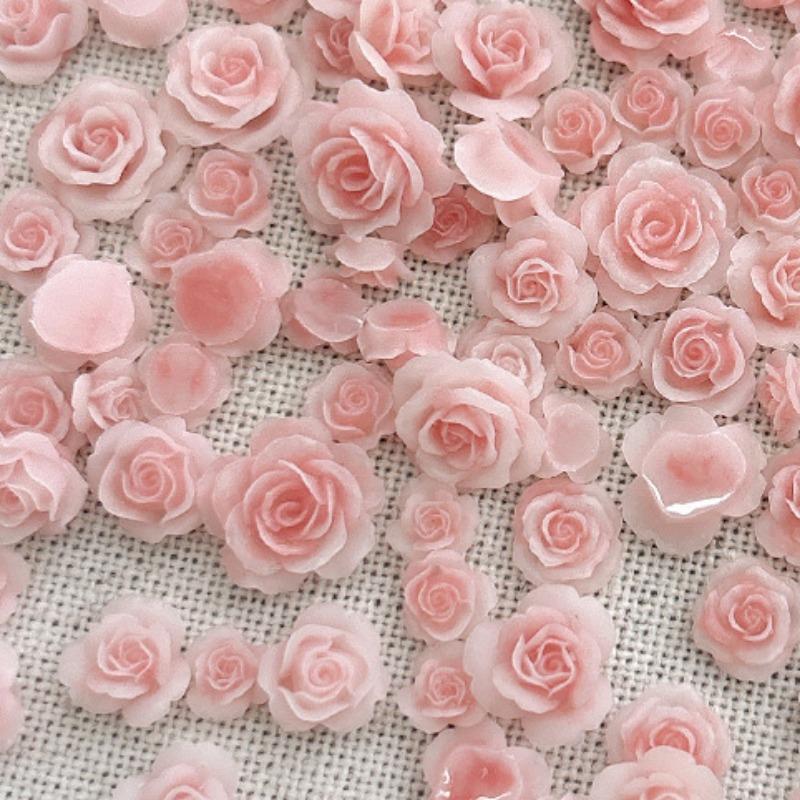 50 pezzi 3D Mix Dimensioni Bellissimi Fiori di Rosa in Fiore Resina Adesivo Nail Art Strass Decorazioni Manicure Unghie Charms