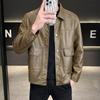 Men's Casual Tricolor Slim Fit Leather Motorcycle Jacket with New Lapel Trend (2025)