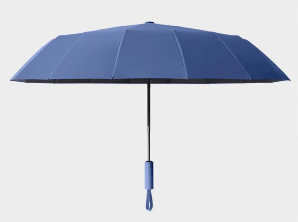 Navy Folding Umbrella with 16 Suitable for Both Sunny and Rainy Automatic Opening and and Lightweight, Large, Ribs, Days, One-touch Closing, Sturdy,