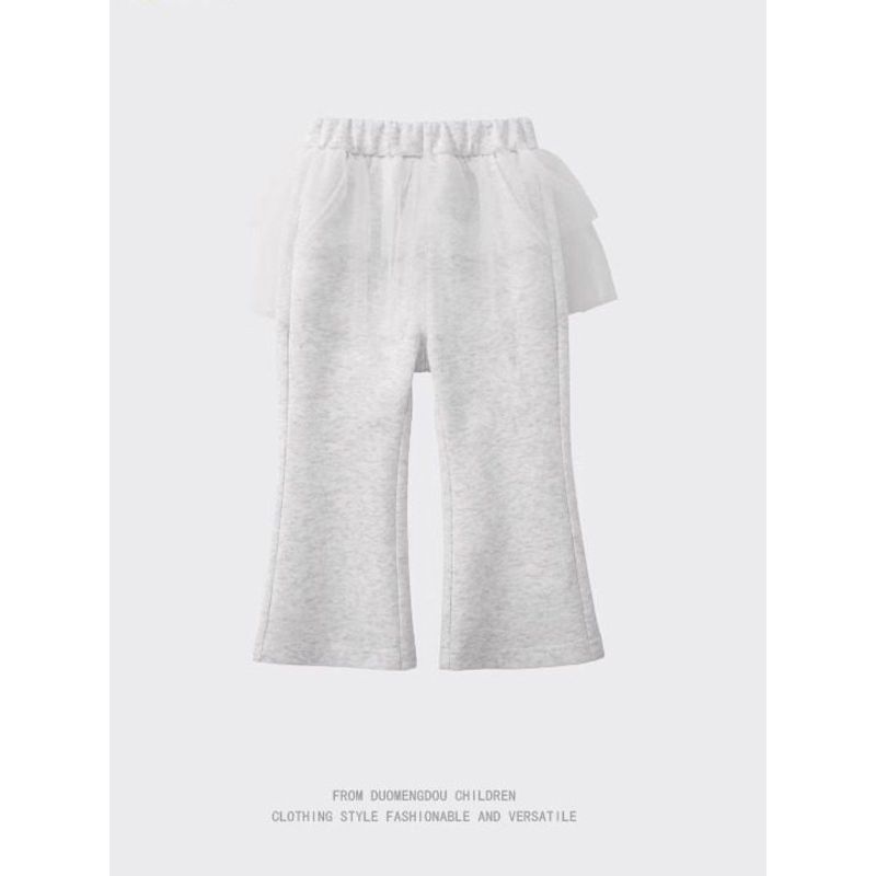 Spring and Autumn Girls' Flared Wide-Leg Pants, Korean Style Baby Girl Mesh Trendy Solid Color Thin Long Straight Casual Pants