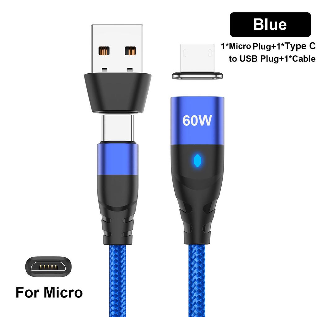 60W Magnetic Cable Fast Charging USB C To TypeC Micro Magnetic Data Cord For Samsung Magnet Charger Wire USB A Adapter