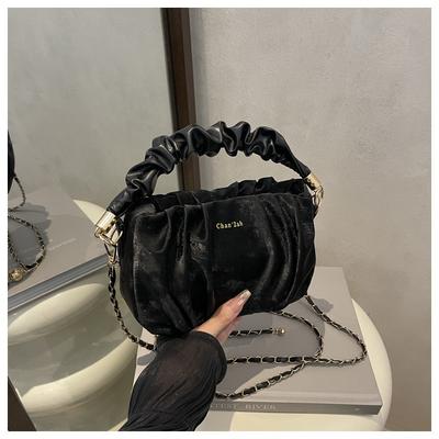 Neue Tasche Damen 2025 Modetrend Umhängetasche vielseitig lässig Ketten-Schultertasche einfarbig tragbar gefaltete Tasche