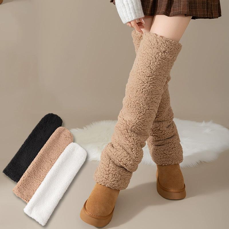 1Pc Sock Covers Warm Plush Comfortable High-top Soft Coral Fleece Thicken Knee Pad