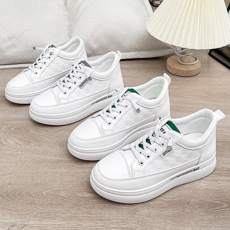 Thick-soled Inner Height-increasing White Shoes Women's 2025 Summer New Korean Version Lace-up Foreign Trade Sports and Leisure Women's Shoes