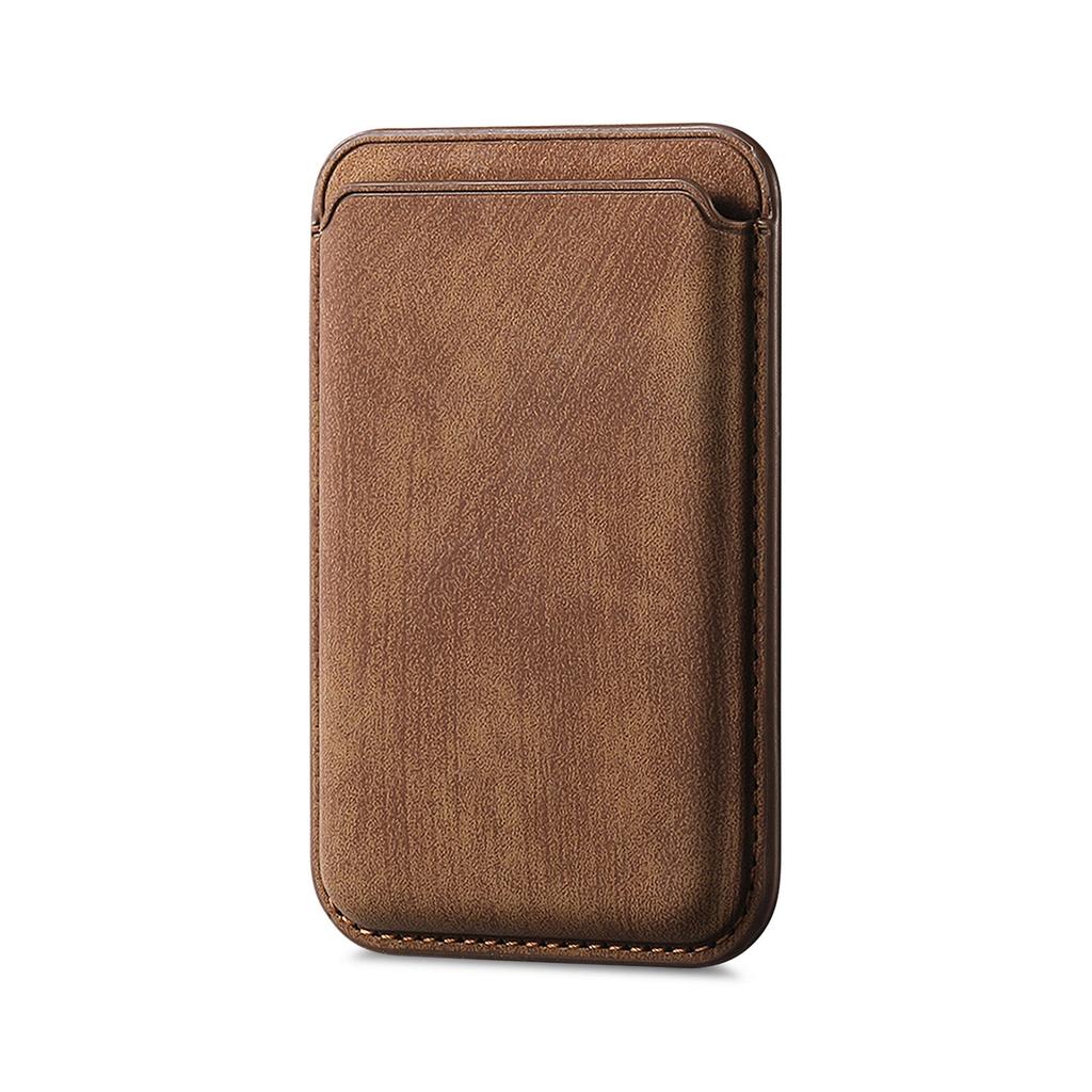 Porte-cartes magnétique en cuir mat vintage pour iPhone série 12-17 - Portefeuille fin MagSafe