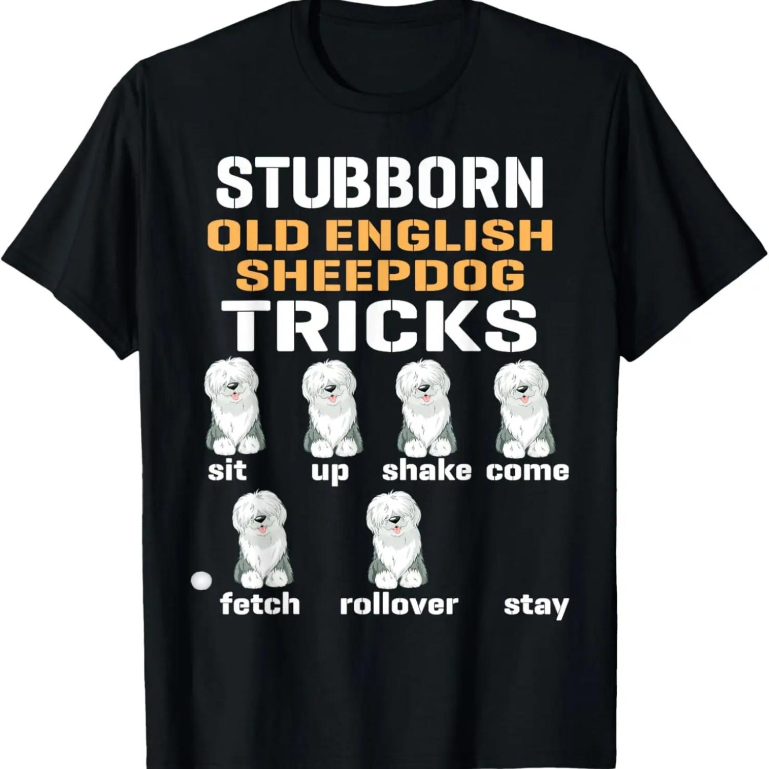Funny Old English Sheepdog Bobtail Dog Tricks T-Shirt S