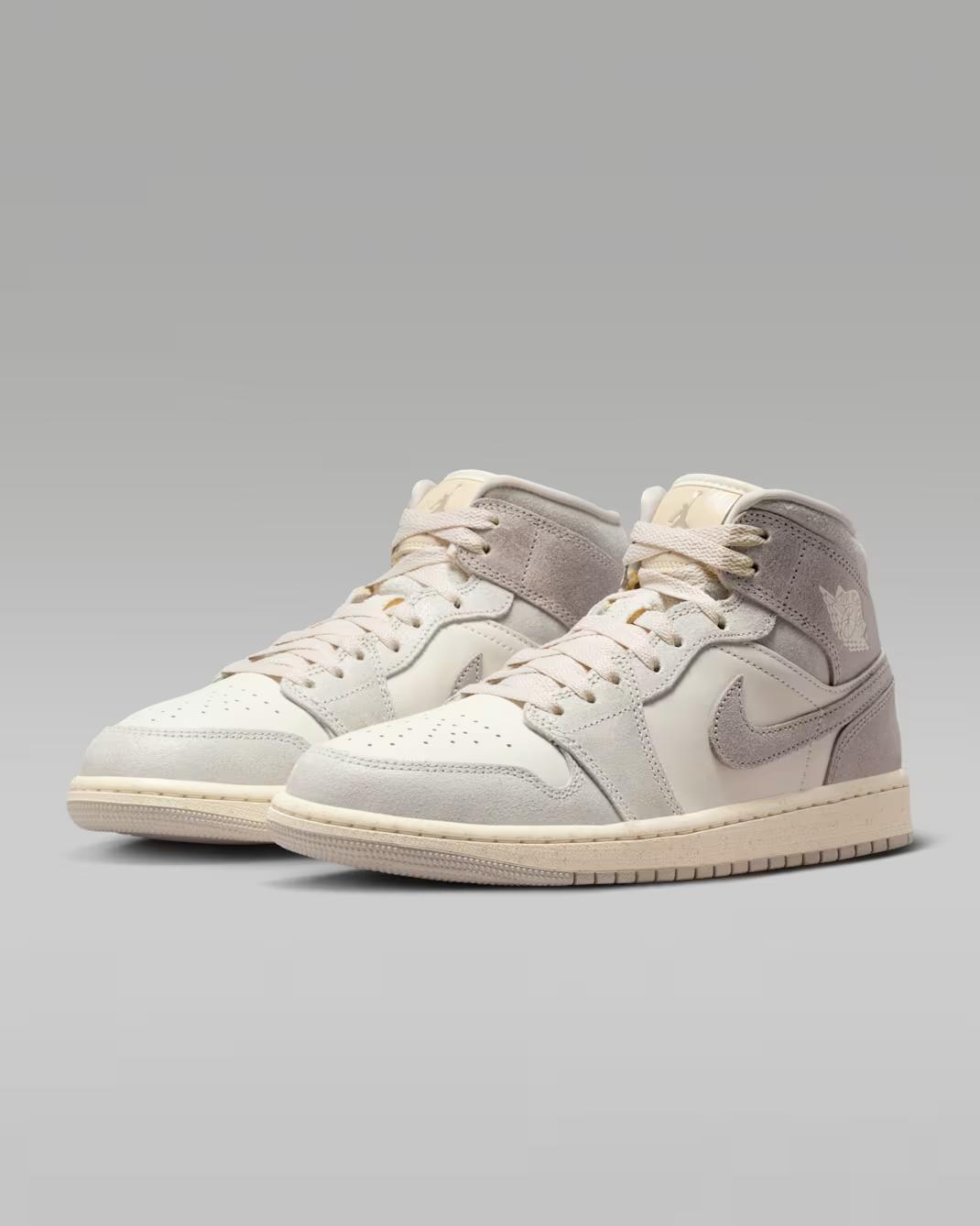 IB7010-001 Nike Air Jordan 1 Mid Light Iron Ore Enigma Stone (Women s) 5W