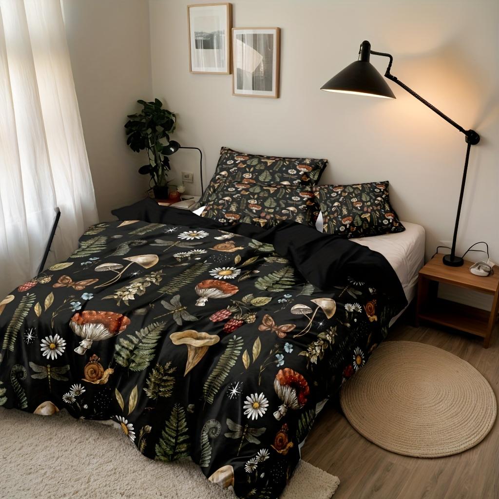 Coton Forest Mushrom Patern Printed Beding And Soft with Soft Fabric Duvet Cover Set For Bedroms Guest Roms Soft Comfortable Quilt Cover