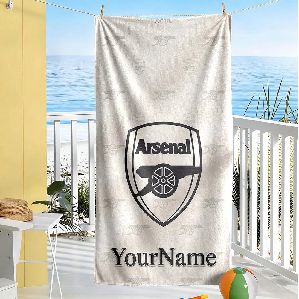 Arsenal Personalized Name Beach Towel Super Soft & Absorbent For Beach Bathroom Outdoor Swimming Pool Camping Picnic Yoga Diving Vacation Accessories