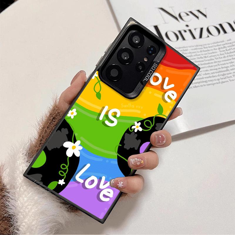 LGBT Rainbow Love Is Love Soft Phone Case for Samsung Galaxy S24 S25 FE S26 Edge S23 Ultra S22 Plus S21 + Shockproof Cover Back
