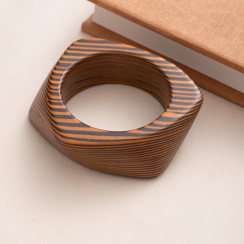 Wood Literary Bracelet Literary Retro Geometric Hexagonal Wood Bracelet Retro Ethnic Style Bracelet