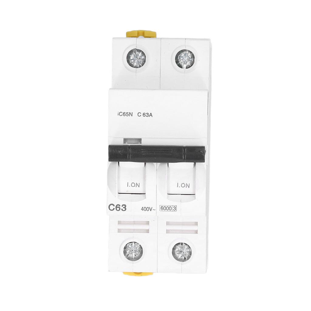 Circuit Breaker 2P Low Voltage 6000A Breaking Capacity DIN Rail Mount 63A AC 400V