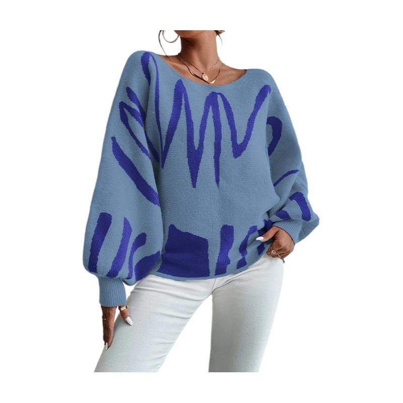 Women's European & American Lantern Sleeve Loose Knit Pullover Sweater