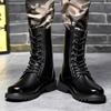 Martin boots men's autumn and winter cowhide high-top boots, British style trend biker boots, non-slip cargo boots