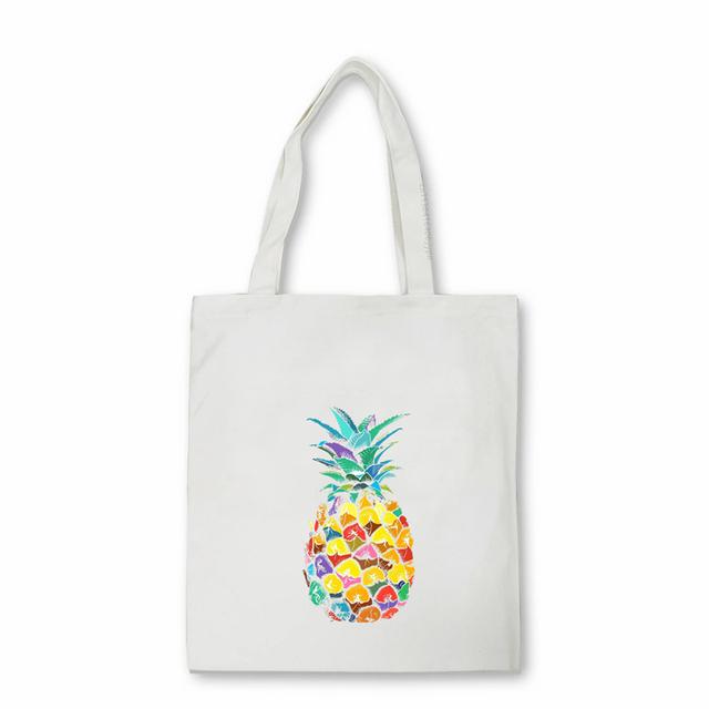 

Фрукты аниме Сумка для покупок Ананас Оранжевый принт Сумки Холст Книга Сумка Экологичная многоразовая дорожная сумка для хранения Студенты Bolsas 29*32cm