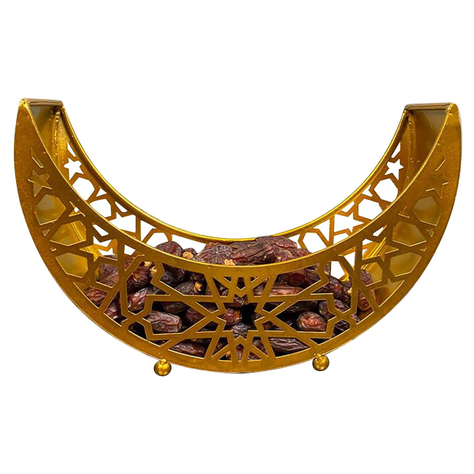 

Мусульманский Рамадан Ид Мубарак тарелка поднос из кованого железа украшение для дома золотой