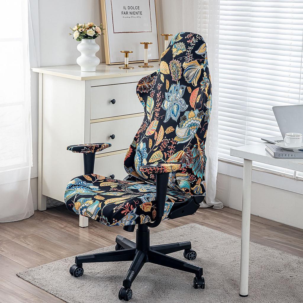 Game Chair Cover 4-Piece Stretchable Armrest Cover Chair Back Cover Chair Seat Cover Computer Video Game Office Chair Cover