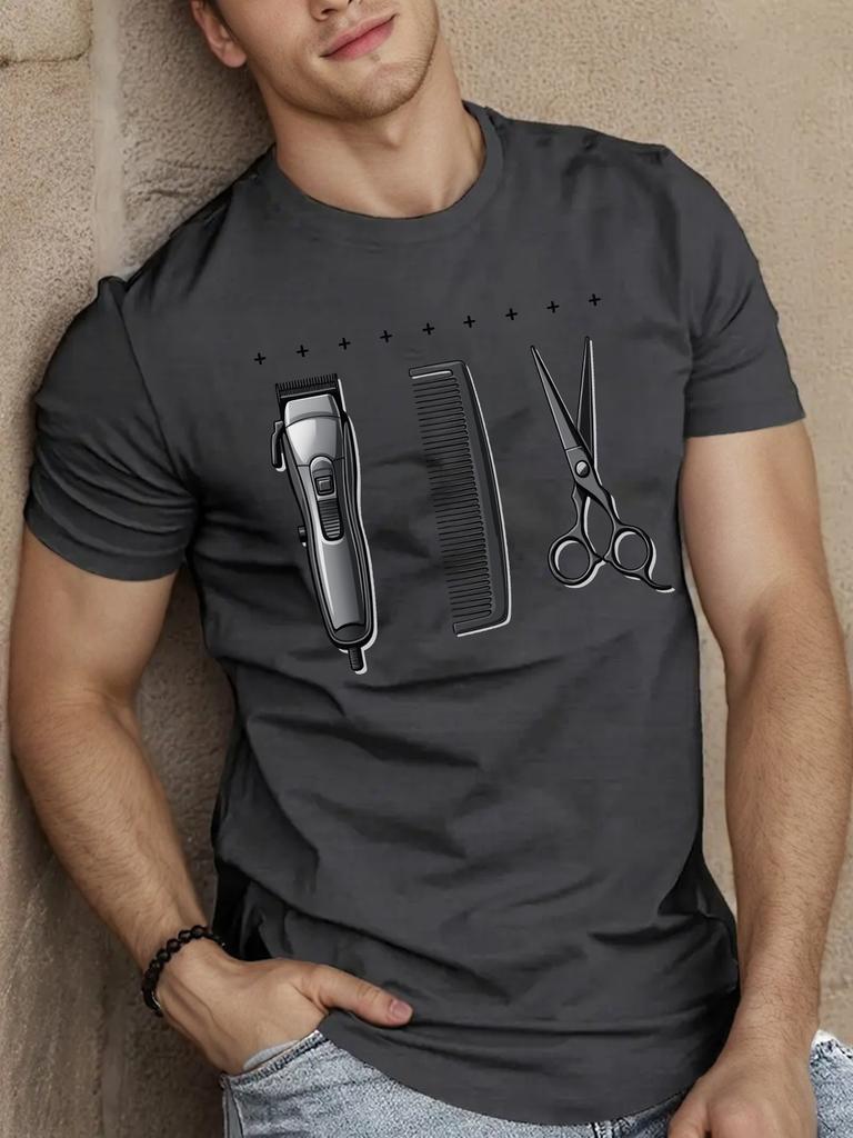 Barber Tools Graphic Printing Summer Autumn Winter Men's and Women's Short Sleeved T-shirts Casual Loose Outdoor Street Trend