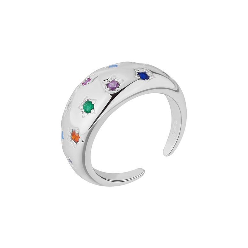 VENTFILLE CopperColorful Zircon Star Ring For Women Smooth Wide Fresh Aesthetic Fashion Jewelry Gift Dropshipping