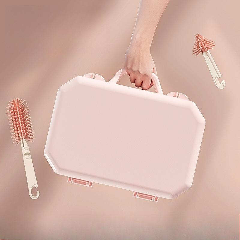 Bottle Drying Rack, Draining Bottle Rack, Nipple Bottle Brush Set, Storage Box, Portable Bottle Drying Rack Set