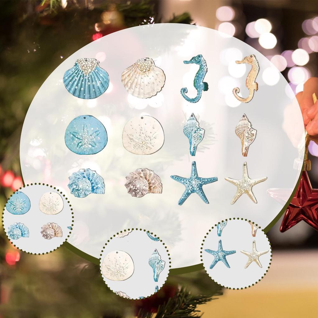 Beach Ocean Themed Christmas Ornaments Reusable Christmas Tree Hanging Ornaments for Holiday Party Office Halloween Thanksgiving