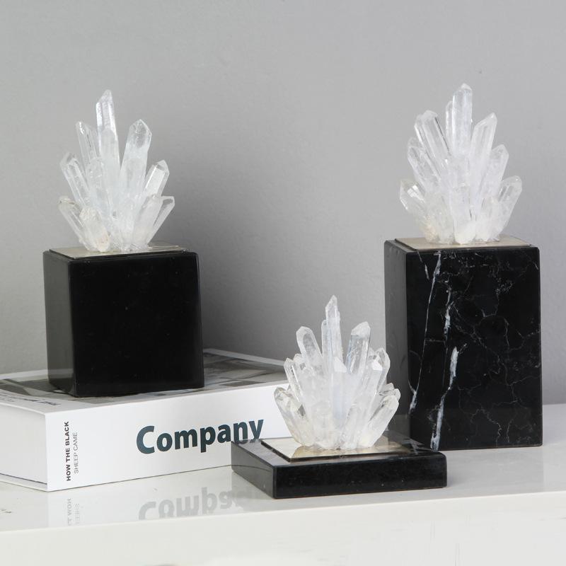 Agate Stone Transparent Crystal Crafts Sculpture Gold-plated Crystal Marble Ornaments Living Room Furnishings Desk Decoration