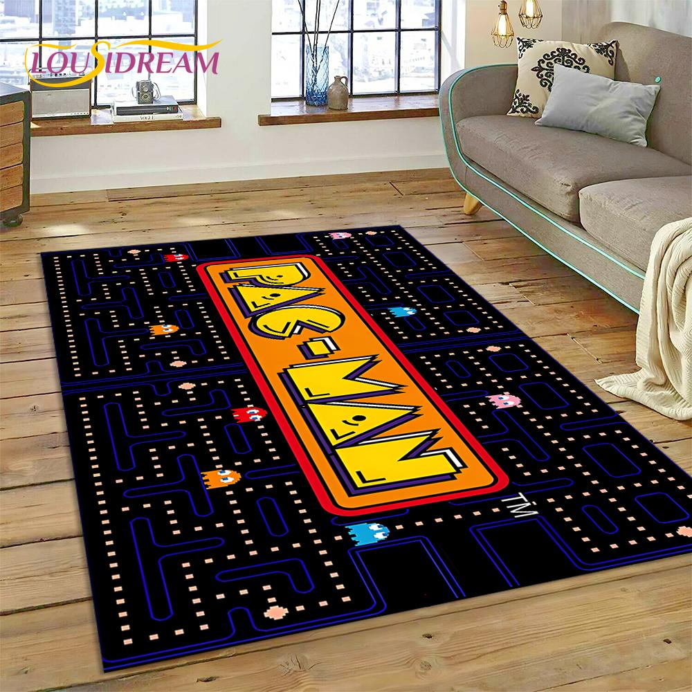 3D Retro Pakkuman Classics Game Carpet Rug for Bedroom Living Room Home Sofa Decoration,Children Game Large Decor Floor Mat Gift
