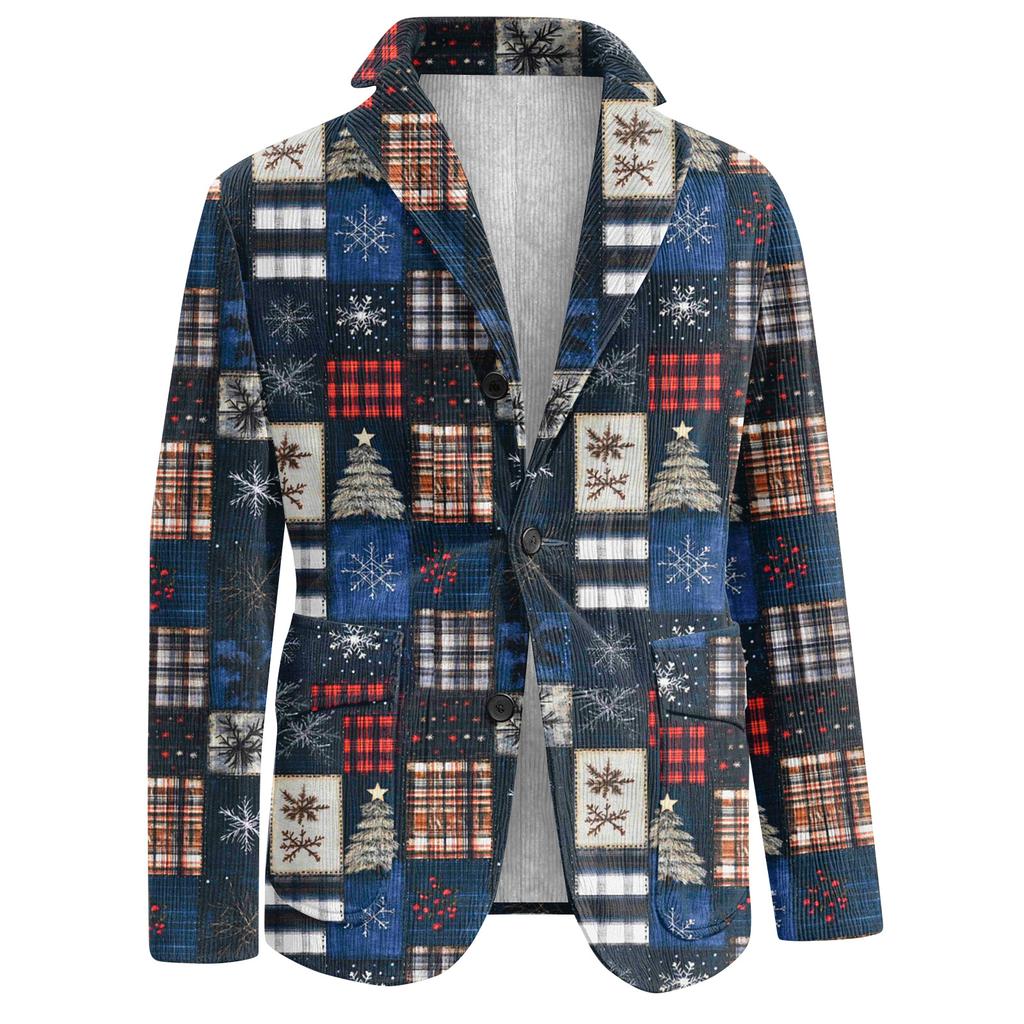 Herren Hässlicher Weihnachten Kord Warmtaschen Anzugjacke Strickjacke Herren Freizeitanzug